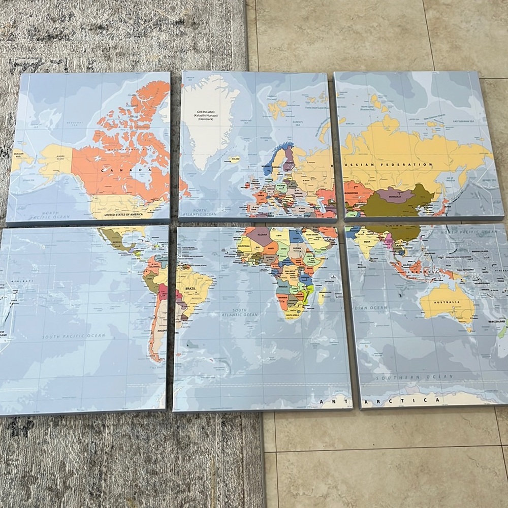Canvas World Map Diptych